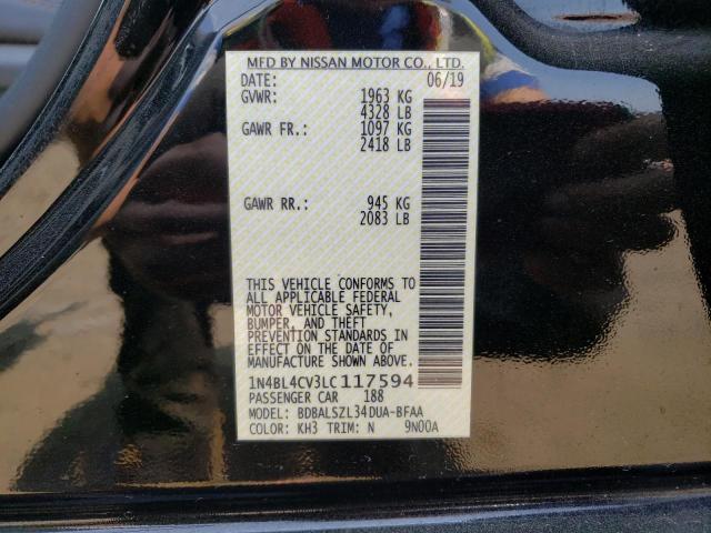 1N4BL4CV3LC117594 - 2020 NISSAN ALTIMA SR BLACK photo 13