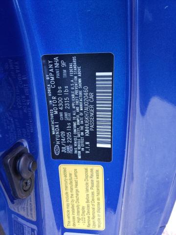 KMHHU6KH7AU020460 - 2010 HYUNDAI GENESIS CO 3.8L BLUE photo 12