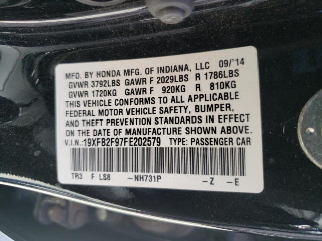 19XFB2F97FE202579 - 2015 HONDA CIVIC EXL 黑色 照片 12