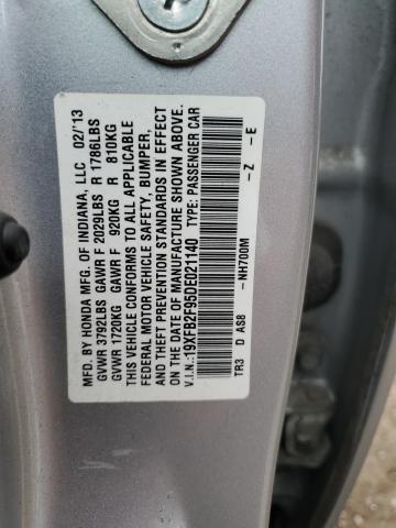 19XFB2F95DE021140 - 2013 HONDA CIVIC EXL ვერცხლისფერი ფოტო 12