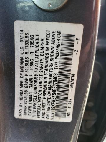 19XFB2F54EE070408 - 2014 HONDA CIVIC LX GRAY photo 12