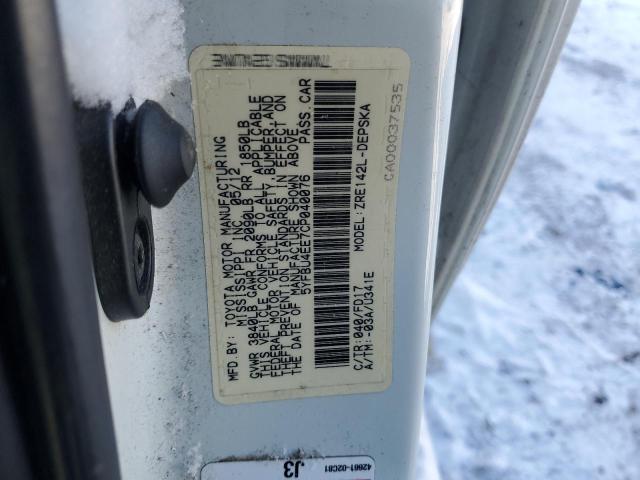 5YFBU4EE7CP040076 - 2012 TOYOTA COROLLA BASE WHITE photo 12