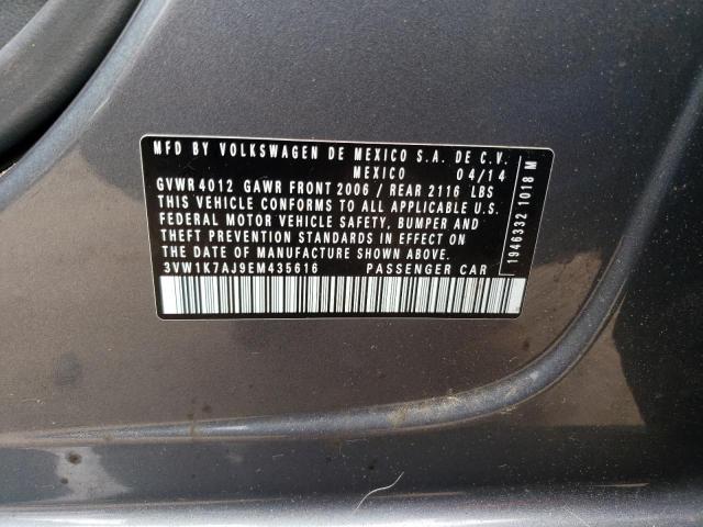 3VW1K7AJ9EM435616 - 2014 VOLKSWAGEN JETTA BASE 灰色 照片 12