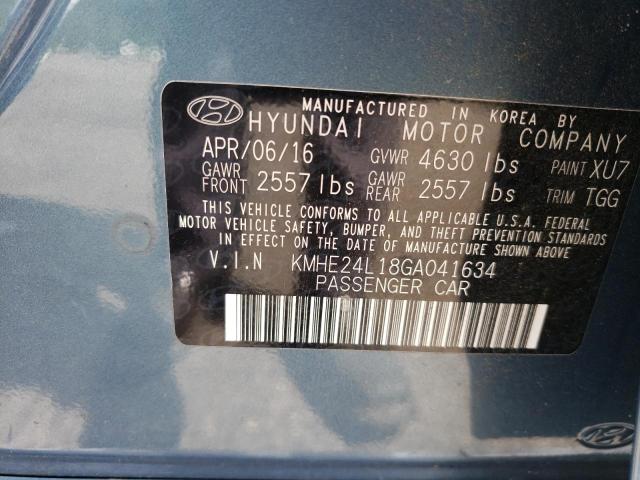 KMHE24L18GA041634 - 2016 HYUNDAI SONATA HYBRID BLUE photo 12