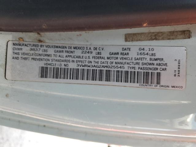 3VWRW3AG2AM025545 - 2010 VOLKSWAGEN NEW BEETLE BLUE photo 12