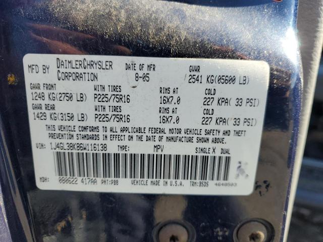 1J4GL38K86W116138 - 2006 JEEP LIBERTY RENEGADE 蓝色 照片 13