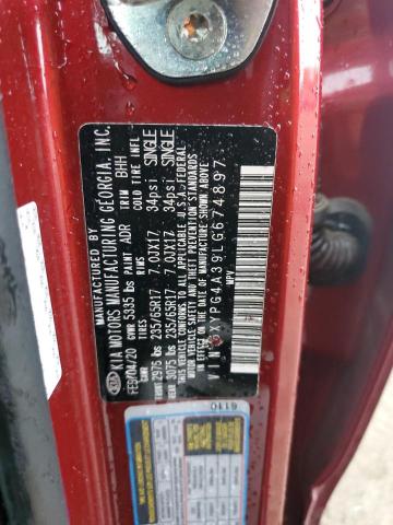 5XYPG4A39LG674897 - 2020 KIA SORENTO L RED photo 13