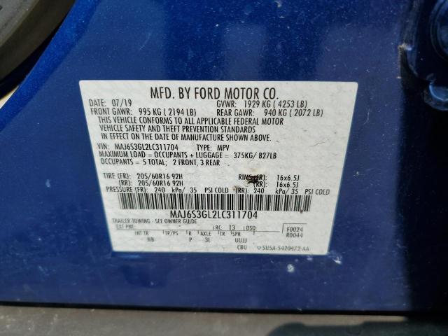 MAJ6S3GL2LC311704 - 2020 FORD ECOSPORT SE Mavi foto 13