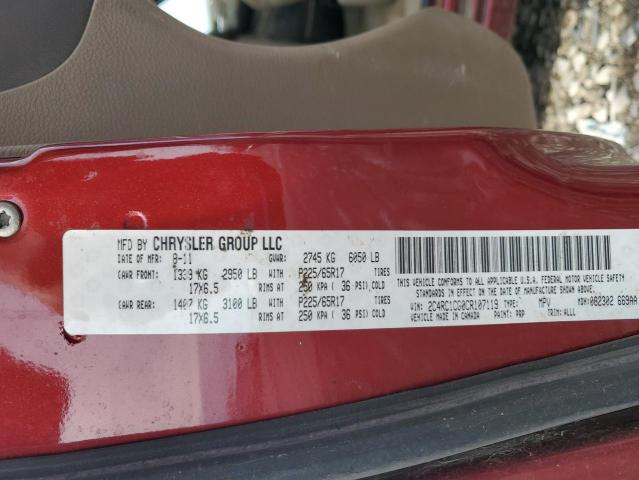 2C4RC1CG0CR107119 - 2012 CHRYSLER TOWN & COU TOURING L MAROON photo 13