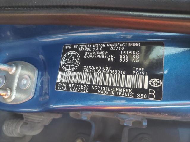 VNKKTUD39GA063346 - 2016 TOYOTA YARIS L BLUE photo 13