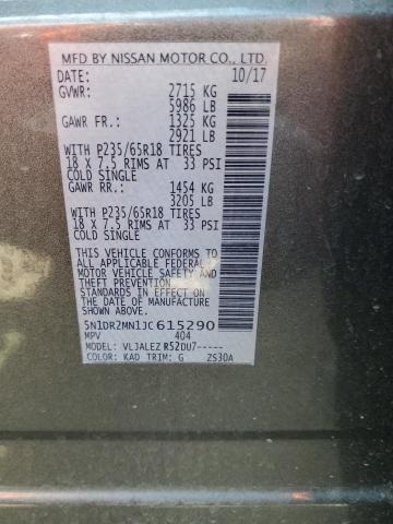 5N1DR2MN1JC615290 - 2018 NISSAN PATHFINDER S 灰色 照片 13