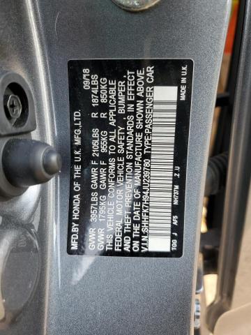 SHHFK7H94JU239780 - 2018 HONDA CIVIC SPORT TOURING GRAY photo 12