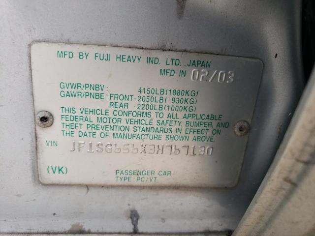 JF1SG656X3H767130 - 2003 SUBARU FORESTER 2.5XS Сріблястий фото 13