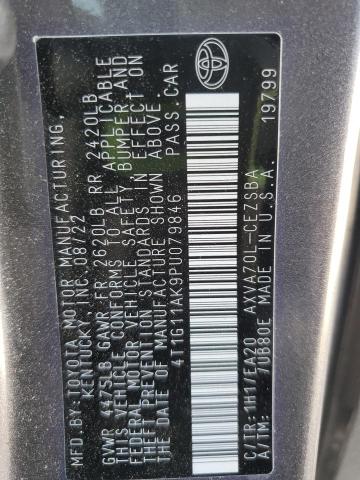 4T1G11AK9PU079846 - 2023 TOYOTA CAMRY SE NIGHT SHADE GRAY photo 12