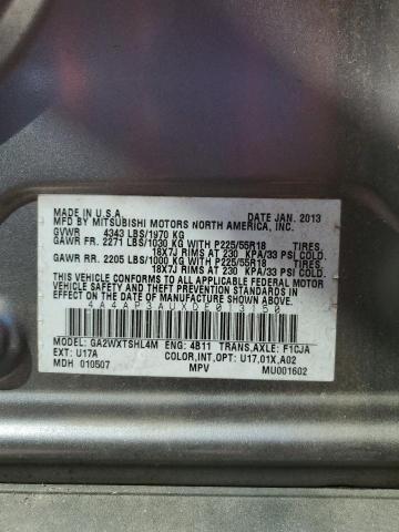 4A4AP3AUXDE013150 - 2013 MITSUBISHI OUTLANDER ES SILVER photo 13