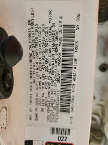 5TEJU62N38Z488800 - 2008 TOYOTA TACOMA DOUBLE CAB PRERUNNER WHITE photo 12