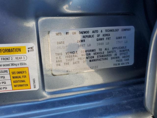 KL1TD56618B042131 - 2008 CHEVROLET AVEO BASE Mavi foto 12