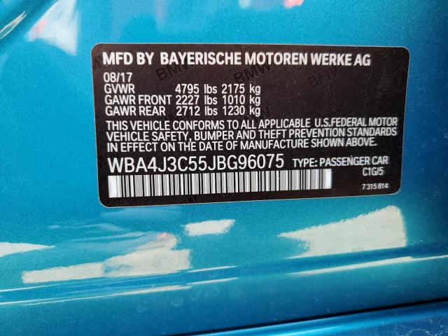 WBA4J3C55JBG96075 - 2018 BMW 430XI GRAN COUPE BLUE photo 12