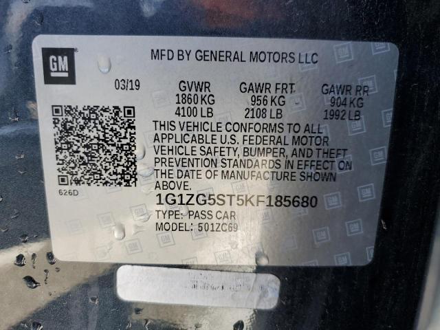 1G1ZG5ST5KF185680 - 2019 CHEVROLET MALIBU RS TEAL photo 13