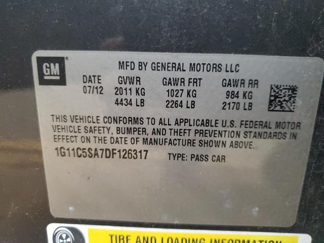 1G11C5SA7DF126317 - 2013 CHEVROLET MALIBU 1LT GRAY photo 12