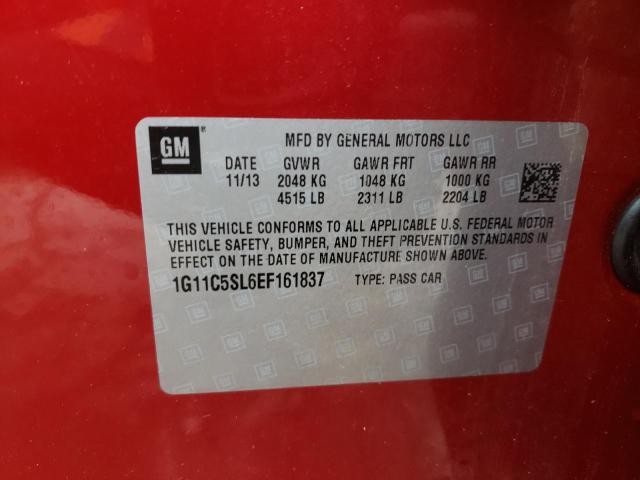 1G11C5SL6EF161837 - 2014 CHEVROLET MALIBU 1LT 红色 照片 13