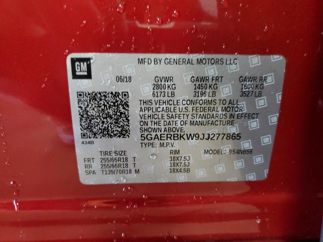 5GAERBKW9JJ277865 - 2018 BUICK ENCLAVE ESSENCE 红色 照片 12