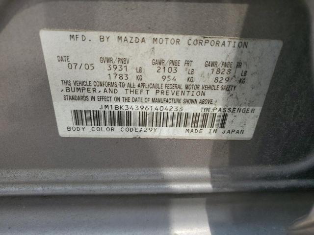 JM1BK343961404233 - 2006 MAZDA 3 HATCHBACK GRAY photo 12