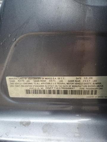 3VWEF71K37M066897 - 2007 VOLKSWAGEN JETTA WOLFSBURG 灰色 照片 12