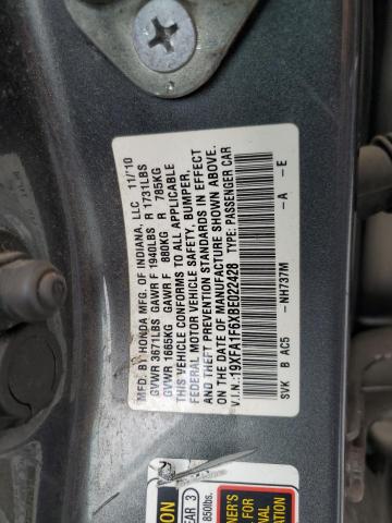 19XFA1F6XBE022428 - 2011 HONDA CIVIC LX-S GRAY photo 12