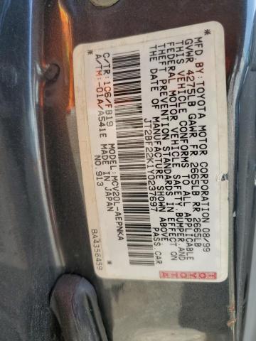 JT2BF22K1Y0237697 - 2000 TOYOTA CAMRY CE GRAY photo 12