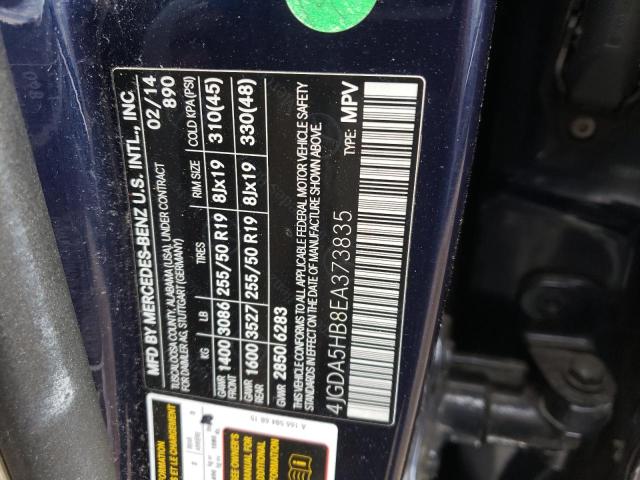 4JGDA5HB8EA373835 - 2014 MERCEDES-BENZ ML 350 4MATIC BLUE photo 12