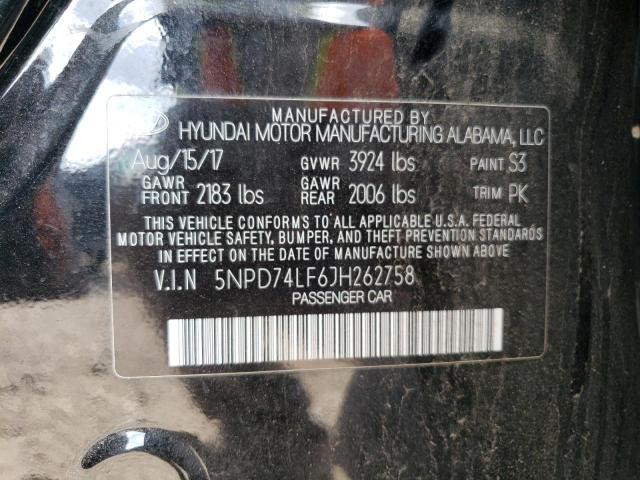 5NPD74LF6JH262758 - 2018 HYUNDAI ELANTRA SE BLACK photo 12