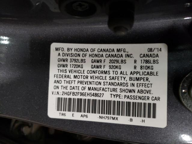 2HGFB2F96EH548627 - 2014 HONDA CIVIC EXL 银色 照片 12