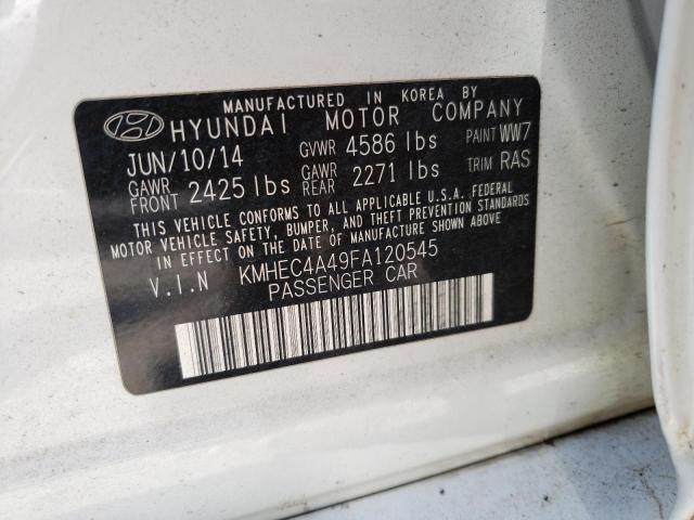 KMHEC4A49FA120545 - 2015 HYUNDAI SONATA HYBRID WHITE photo 12