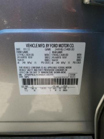 2FMPK4J93NBA18099 - 2022 FORD EDGE SEL SILVER photo 13