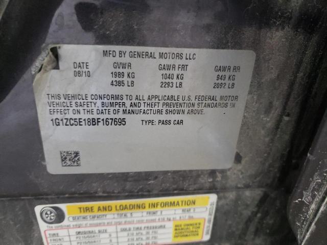 1G1ZC5E18BF167695 - 2011 CHEVROLET MALIBU 1LT GRAY photo 12