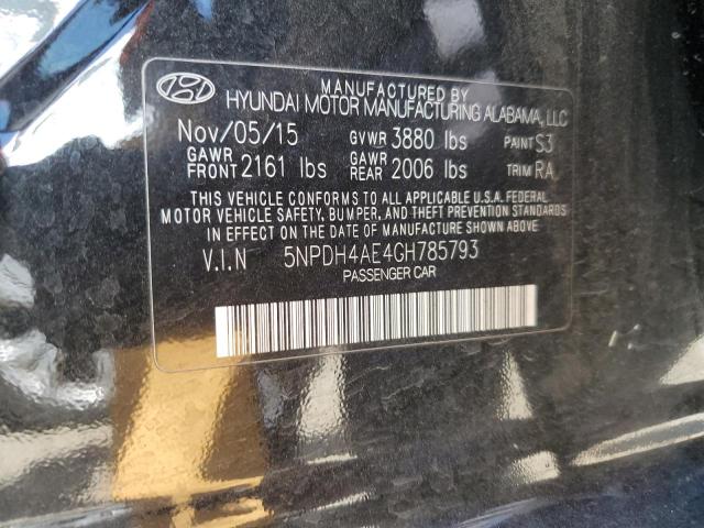 5NPDH4AE4GH785793 - 2016 HYUNDAI ELANTRA SE BLACK photo 13