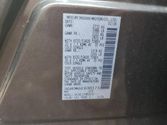 5N1AR2MN1GC630173 - 2016 NISSAN PATHFINDER S TAN photo 13