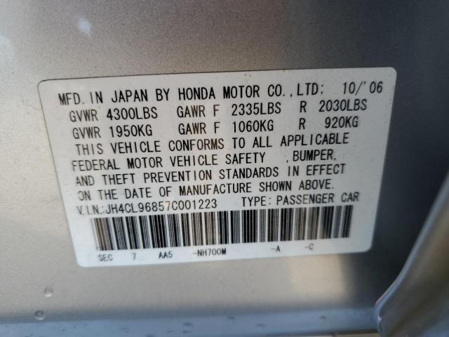JH4CL96857C001223 - 2007 ACURA TSX SILVER photo 12