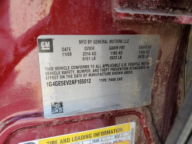 1G4GE5EV2AF165012 - 2010 BUICK LACROSSE CXS Qırmızı foto 12