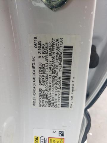 1HGCV1F12JA205255 - 2018 HONDA ACCORD LX WHITE photo 12