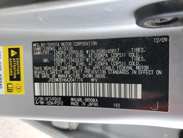 JTEBW3EH6A2041774 - 2010 TOYOTA HIGHLANDER HYBRID SILVER photo 13