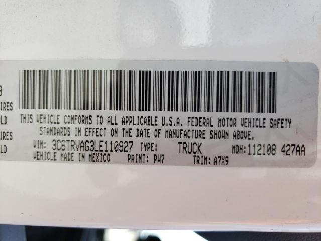 3C6TRVAG3LE110927 - 2020 RAM PROMASTER 1500 STANDARD Սպիտակ լուսանկար 14