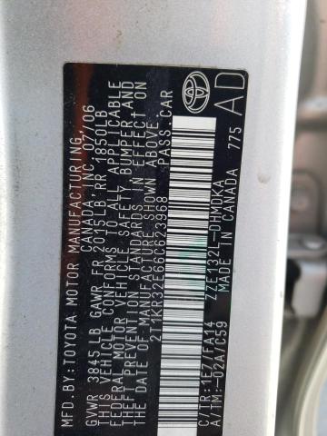 2T1KR32E66C623968 - 2006 TOYOTA COROLLA MA XR SILVER photo 12