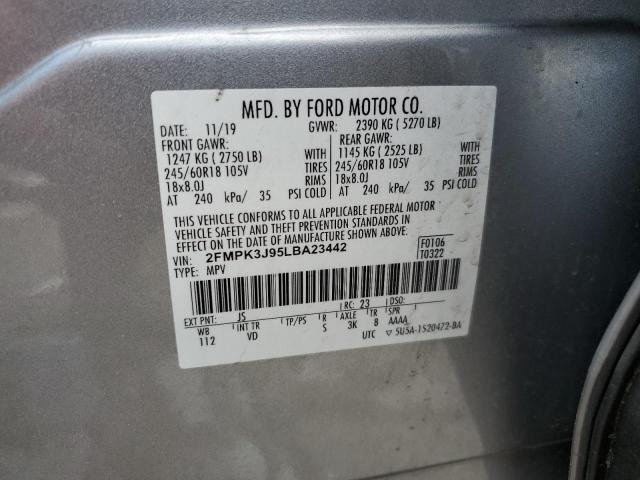 2FMPK3J95LBA23442 - 2020 FORD EDGE SEL SILVER photo 14