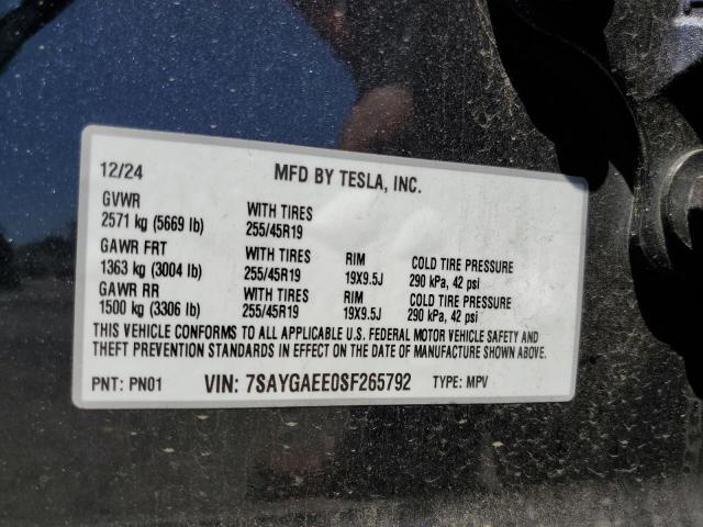7SAYGAEE0SF265792 - 2025 TESLA MODEL Y Գրաֆիտ լուսանկար 12