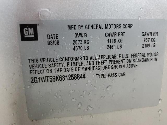 2G1WT58K681258844 - 2008 CHEVROLET IMPALA LT SILVER photo 12