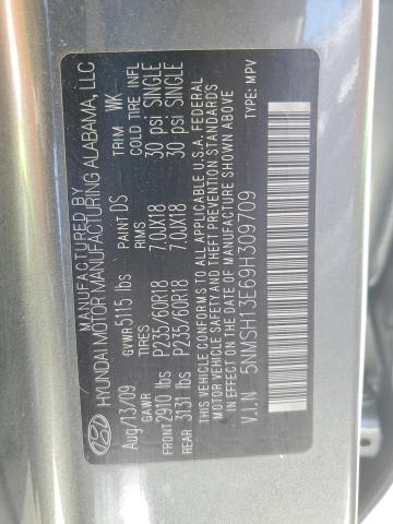 5NMSH13E69H309709 - 2009 HYUNDAI SANTA FE SE GRAY photo 13