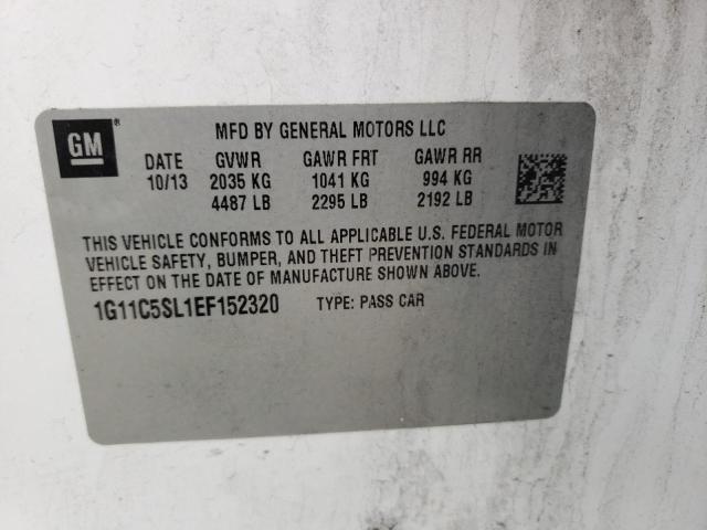 1G11C5SL1EF152320 - 2014 CHEVROLET MALIBU 1LT WHITE photo 12