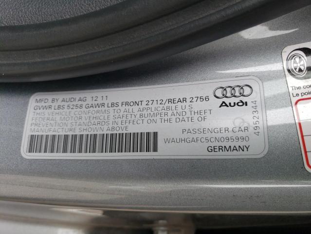 WAUHGAFC5CN095990 - 2012 AUDI A6 PRESTIGE GRAY photo 12